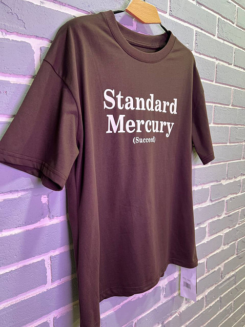 Футболка жіноча A-N 25007 оверсайз подовжена з написом принтом попереду one size, шоколад, one size Київ - фото 13