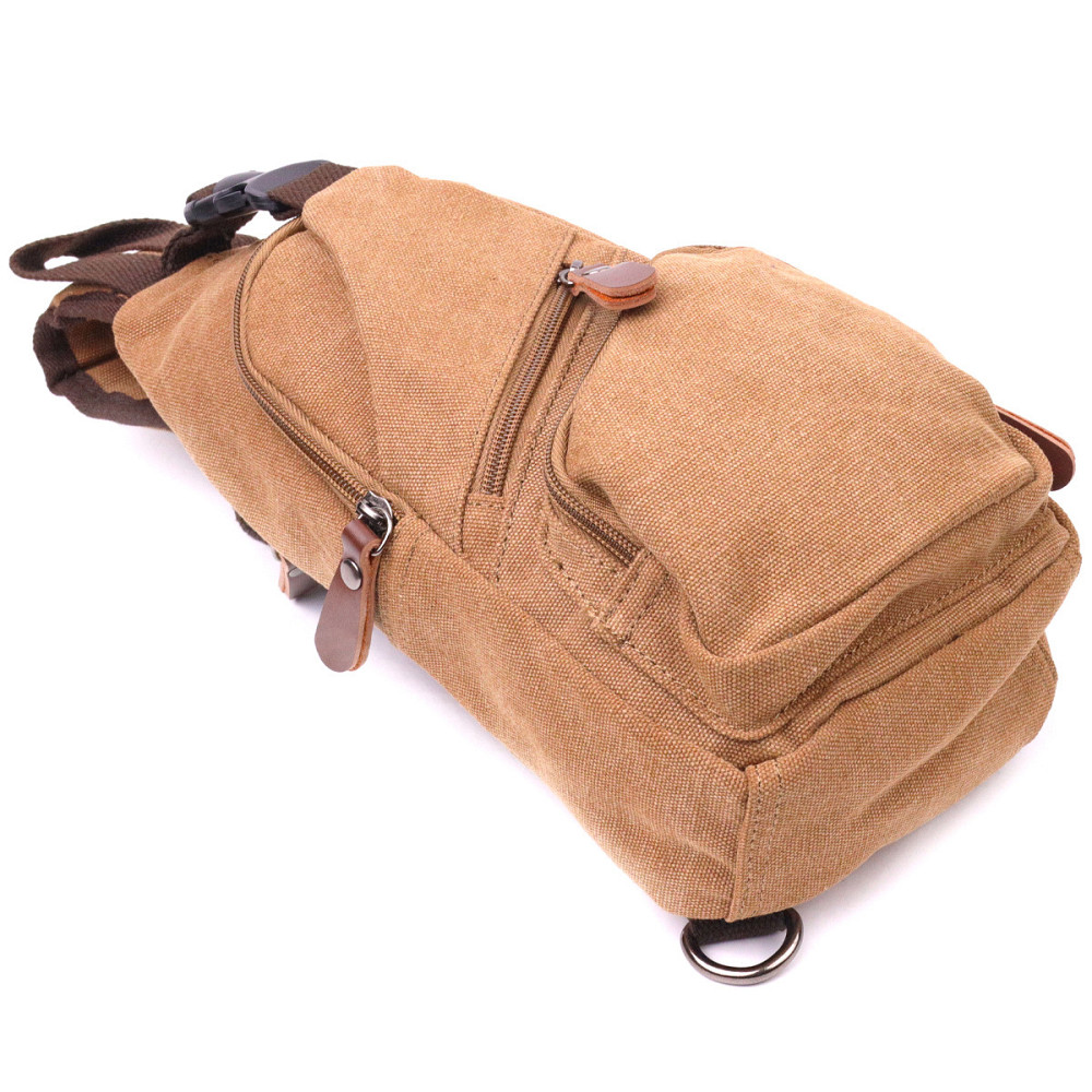 Практичная мужская сумка через плечо с USB кабелем текстильная 21222 Vintage Коричневая Киев - изображение 7