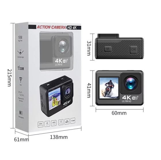 Экшн камера V8 Full HD 4K Wi-Fi с пультом ДУ и водонепроницаемым боксом Винница