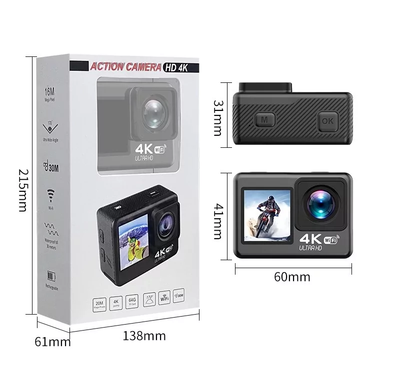 Екшн камера V8 Full HD 4K Wi-Fi з пультом дистанційного керування і водонепроникним боксом Вінниця - фото 3