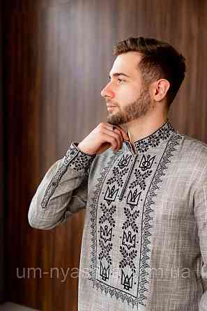 Чоловіча сорочка вишиванка сіра Династія р.S-XXL Кривий Ріг