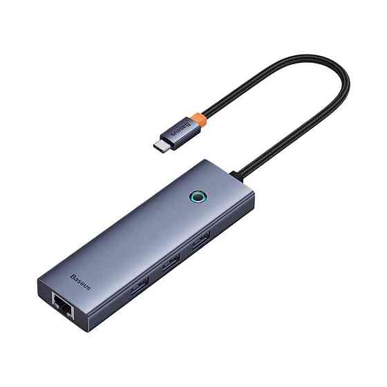 USB Hub Baseus Flite 6-Port Type-C to HDMI4K 60Hz*1+USB 3.0*3+PD*1+RJ45*1 Cірий Київ