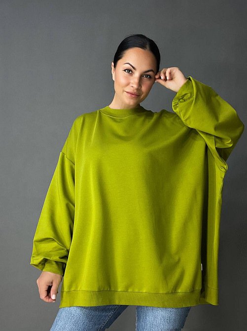 Свитшот женский MY CITY 3044 широкий оверсайз супер свободного кроя большие размеры, зеленый, one size Киев - изображение 7