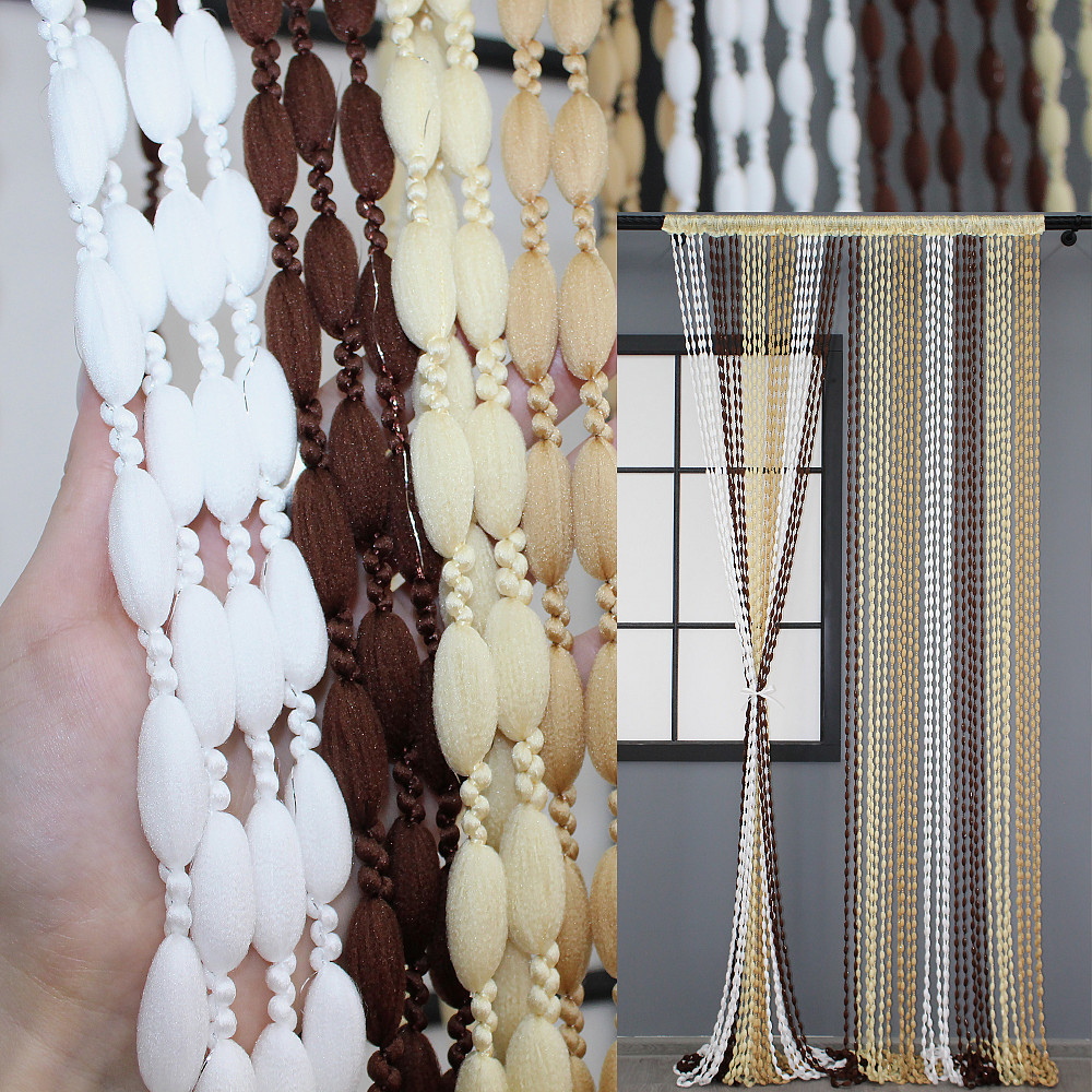 Штори-нитки "Шиніл" з люрексом Білий з коричнево-карамельним 300х300см 1 шт (61-048) Київ - фото 1