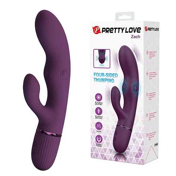 Вібратор-кролик PRETTY LOVE Zach Purple, силікон, фіолетовий, стимуляція, вібрація та пульсація Sex Aura Київ