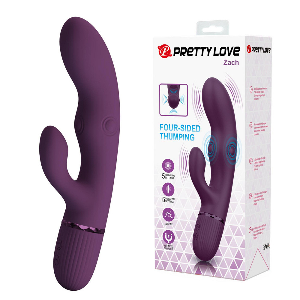 Вібратор-кролик PRETTY LOVE Zach Purple, силікон, фіолетовий, стимуляція, вібрація та пульсація Sex Aura Київ - фото 1