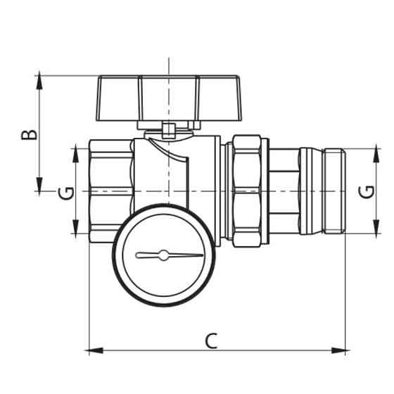 Кран з американкою "антипротечка" з термометром прямий Koer KR.1032-Gi - 1"   ( KR2893 ) 20321 Харків