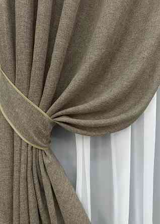 Комплект готовых штор VR-Textil Лен Мешковина № 1770ш Какао 150х270см 2 шт (33-0728) Киев