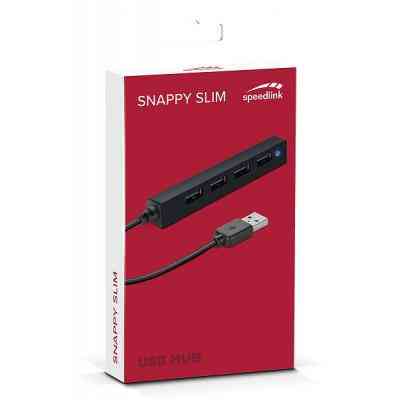 Концентратор Speedlink SNAPPY SLIM USB Hub, 4-Port, USB 2.0, Passive, Black (SL-140000-BK) Винница
