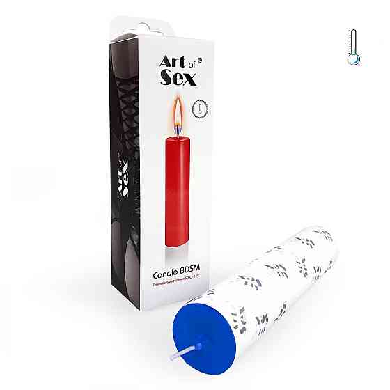 Синя воскова свічка Art of Sex size M 15 см низькотемпературна Sex Aura Київ