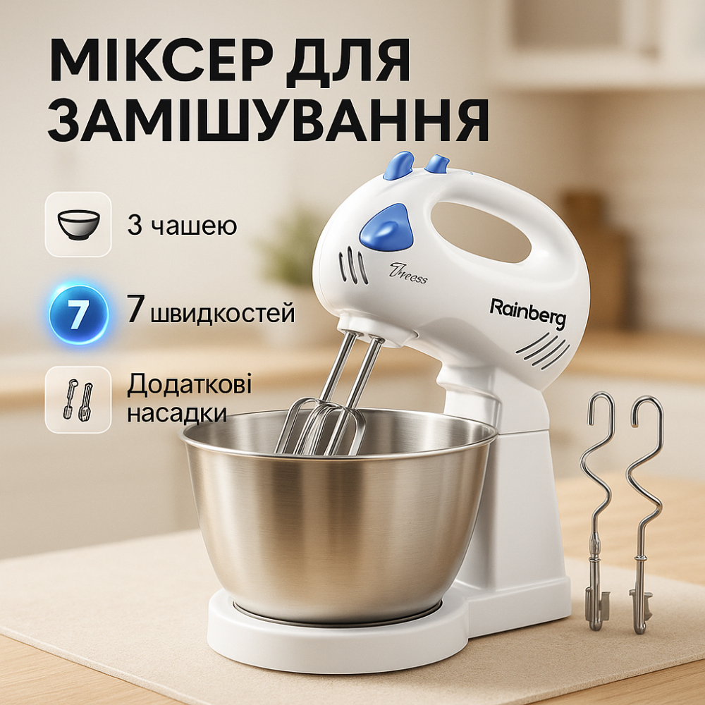 Миксер ручной для смешивания и взбивания, Миксер с насадками для взбивания кухонной работы KQ-17 Львов - изображение 4