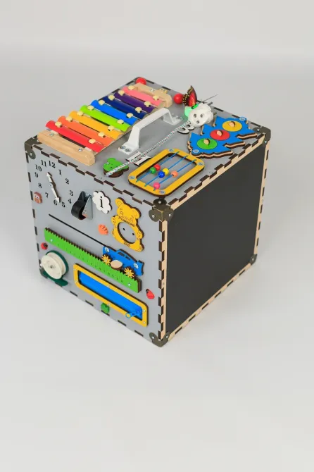 Бізікуб 30*30*30 Сірий дитячий куб Бізікуб для хлопчика Бізіборд Тернопіль - фото 6