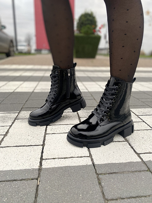Черевики жіночі GREMMY чорні шкіра лакована висота 13 см (4230) Коломия - фото 7