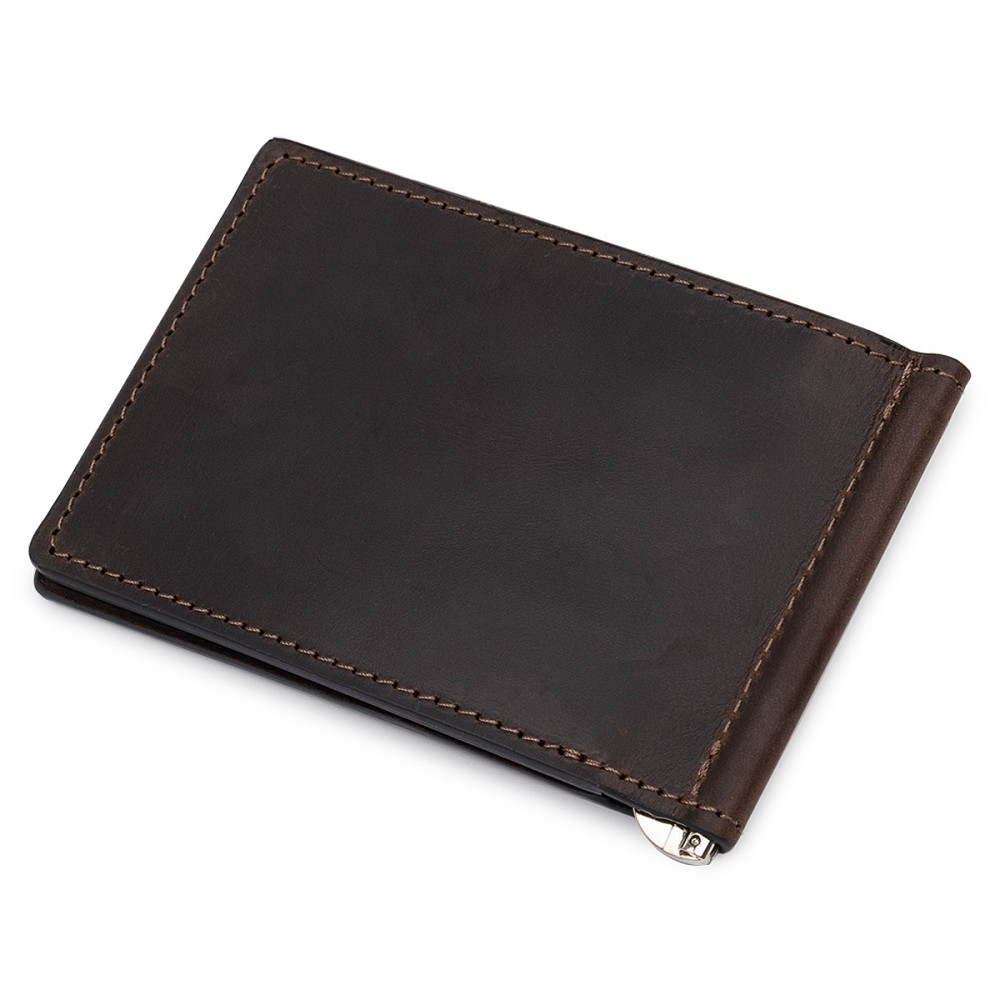 Кожаный мужской зажим для денег GRANDE PELLE 11540 Коричневый Киев - изображение 2