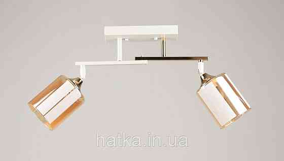 Люстра стельова VALESO K2322/2 на 2 плафони E27, Білий+Золото, Метал/Скло Київ