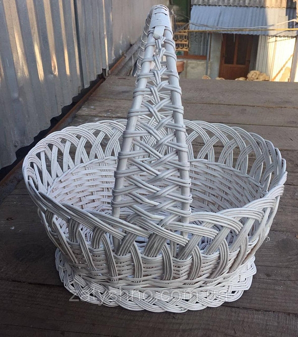 Кошик плетений з гарною ручкою | корзина плетена великодня ажурна | кошик із лози великий Київ - фото 2