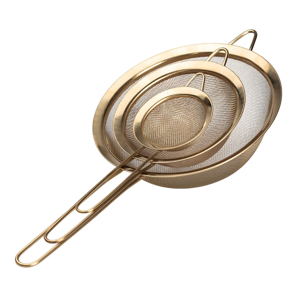 Zhongjing Набір ситечок 3 штуки для чаю, круп і борошна 8,14 і 20 см з нержавіючої сталі Золоти Коломия - фото 5