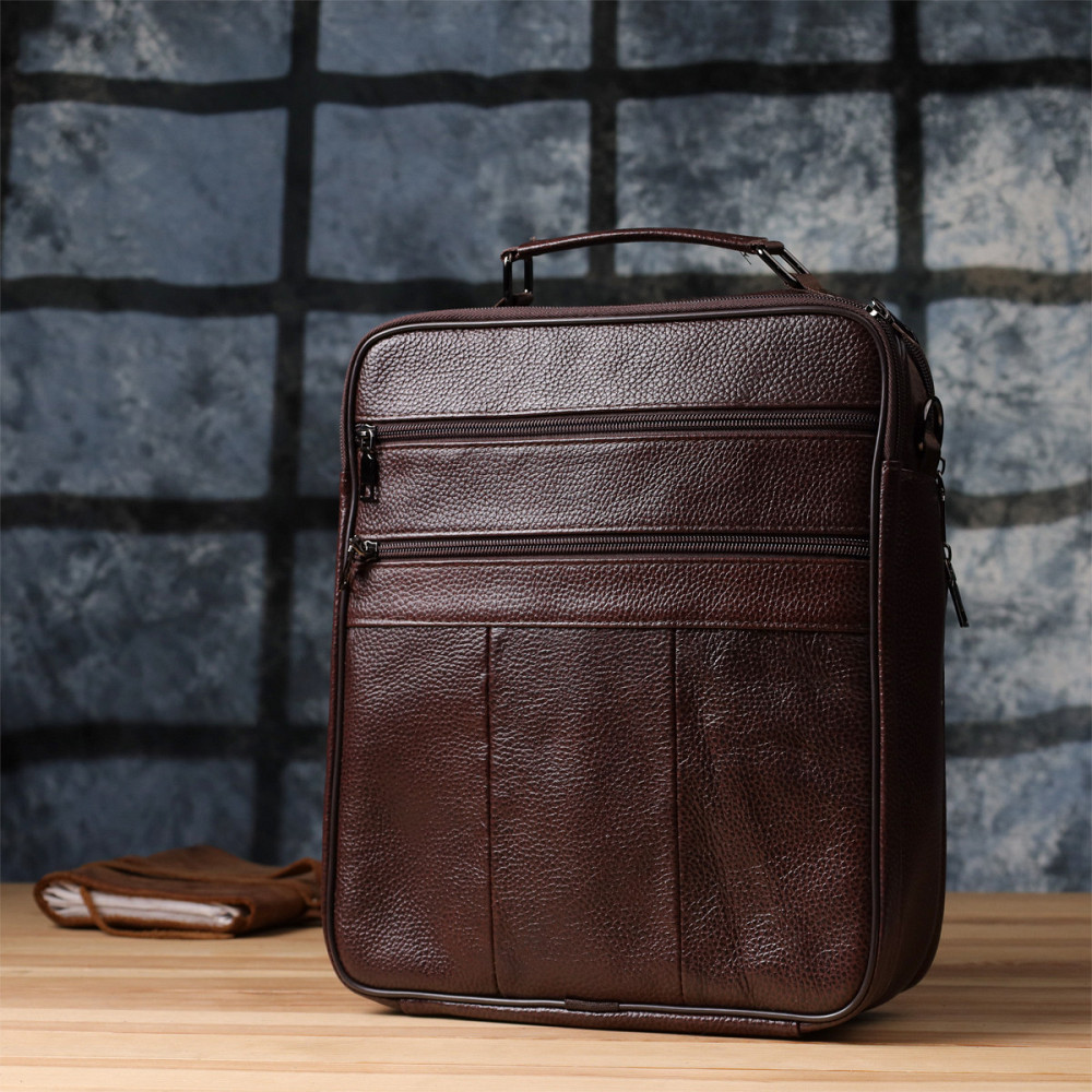 Чоловіча сумка з ручкою для перенесення в руці з натуральної шкіри Vintage 23024 Коричневий Київ - фото 2
