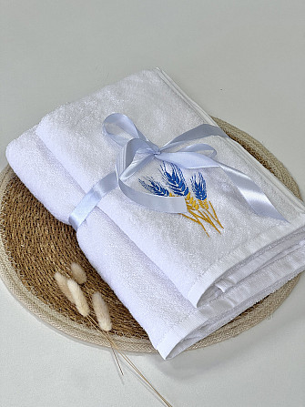 Комплект махрових рушників Ideal Textile 2 шт. з патріотичною вишивкою, 50*90+70*140, Узбекистан Чернівці - фото 3