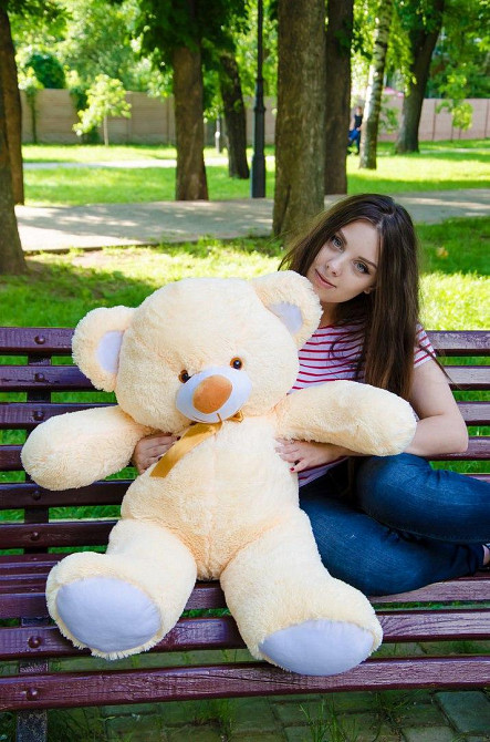 Плюшевий ведмедик М'яка іграшка Томии 100 см Персиковий Тернопіль - фото 6