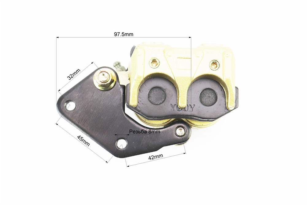 Гальмівний супорт задньої системи (двопоршневий)+колодки ТИП №3, золотистий Київ - фото 4