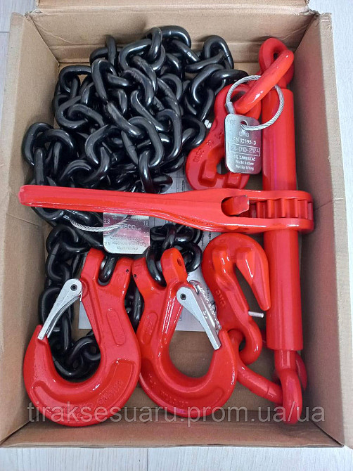 Цепь крепления груза d = 10, 3500 mm с натяжным механизмом (трещотка) Цепочка для крепления груза с крюками Луцк - изображение 3