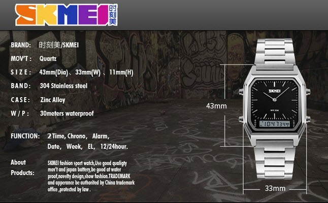 Наручний чоловічий годинник Skmei 1220 Tango Сріблясто-чорний Вінниця - фото 5