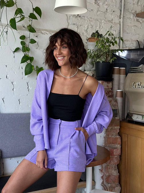 Костюм жіночий літній льон Лавандовий XL-2XL Харків - фото 1