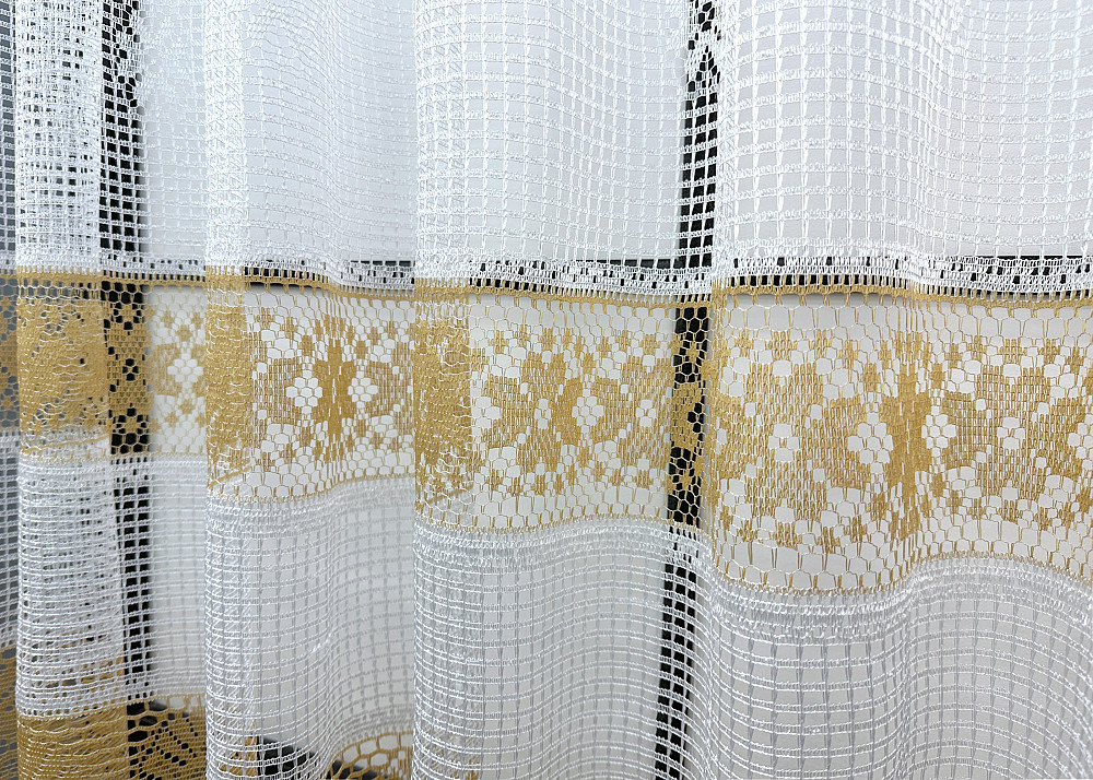 Тюль сетка VR-Textil Juli № 1721т Арка на кухню цвет белый со светло-коричневым 500х160 см (53-0039) Киев - изображение 4