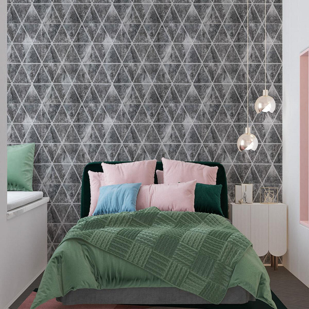 3D стінова панель сірі вінтажні ромби Київ - фото 5