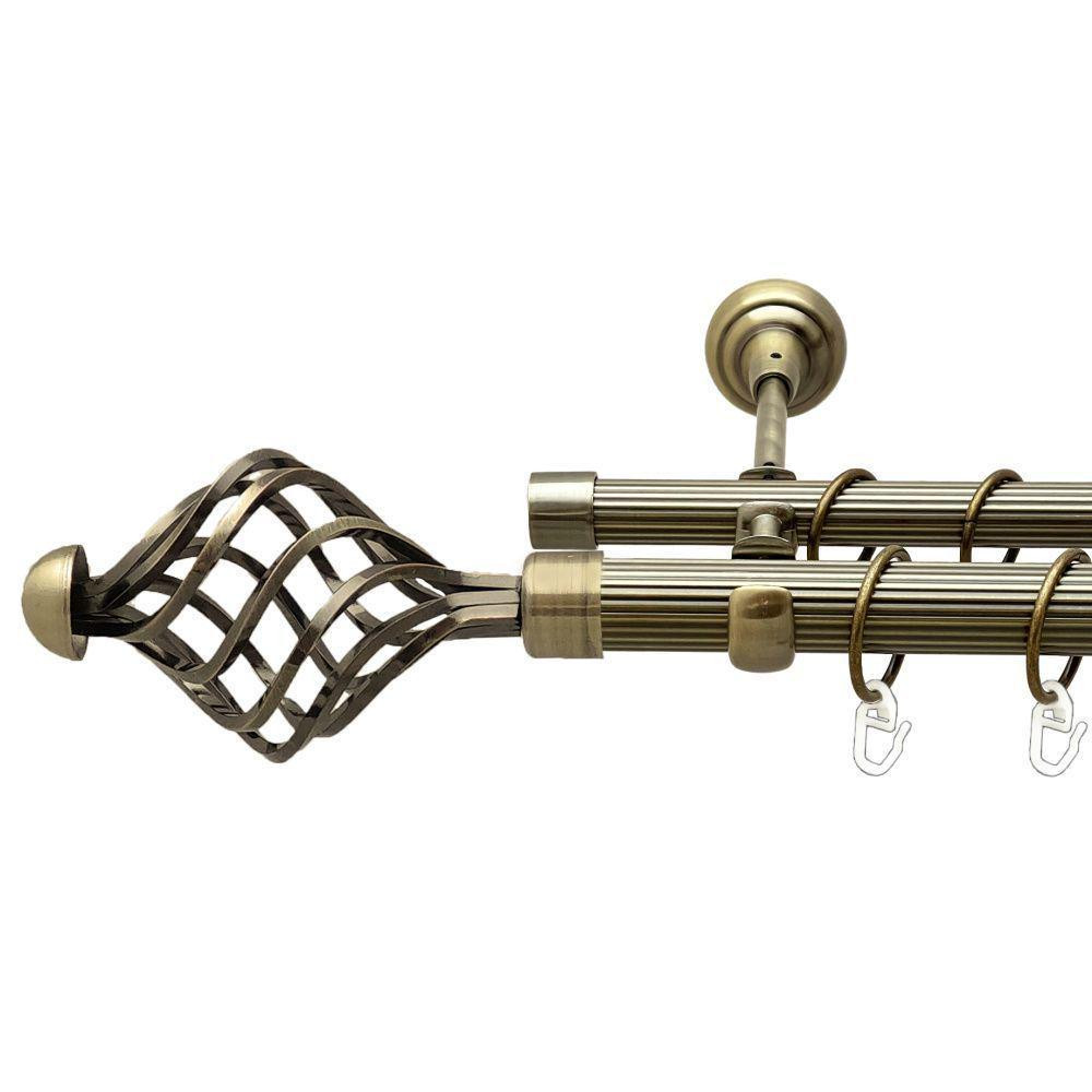 Карниз Orvit Арезо металевий дворядний відкритий рифлена труба кільце металеве Антик 25\19 мм 160 см Львов - изображение 1