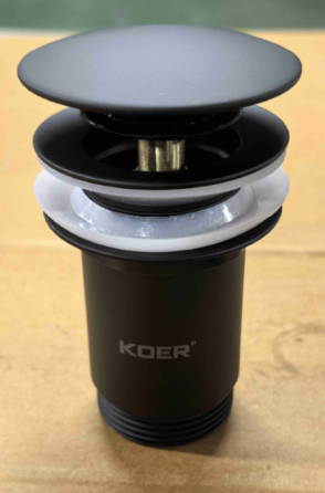 Донный клапан для раковины Koer PW-07-05 1 1/4'' с переливом автоматический СLICK-СLACK (Цвет черный) (KR5785) Киев