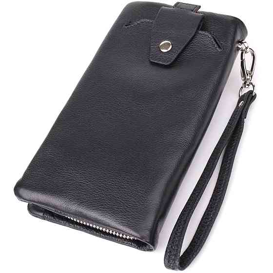 Женский кожаный кошелек-клатч с отделением под телефон ST Leather 23101 Черный Киев