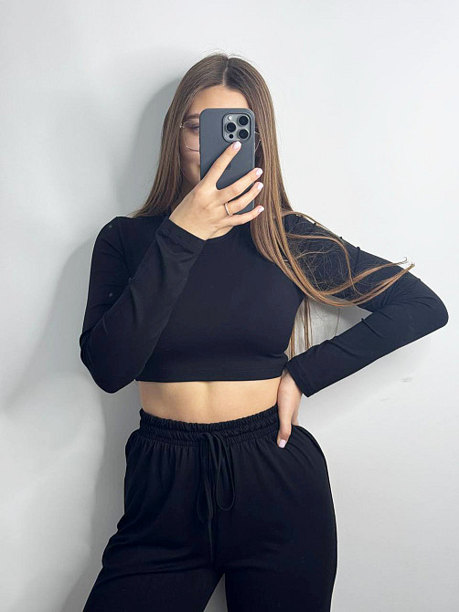 Стильний жіночий костюм з трикотажу віскоза Чорний XS-S Харків - фото 3