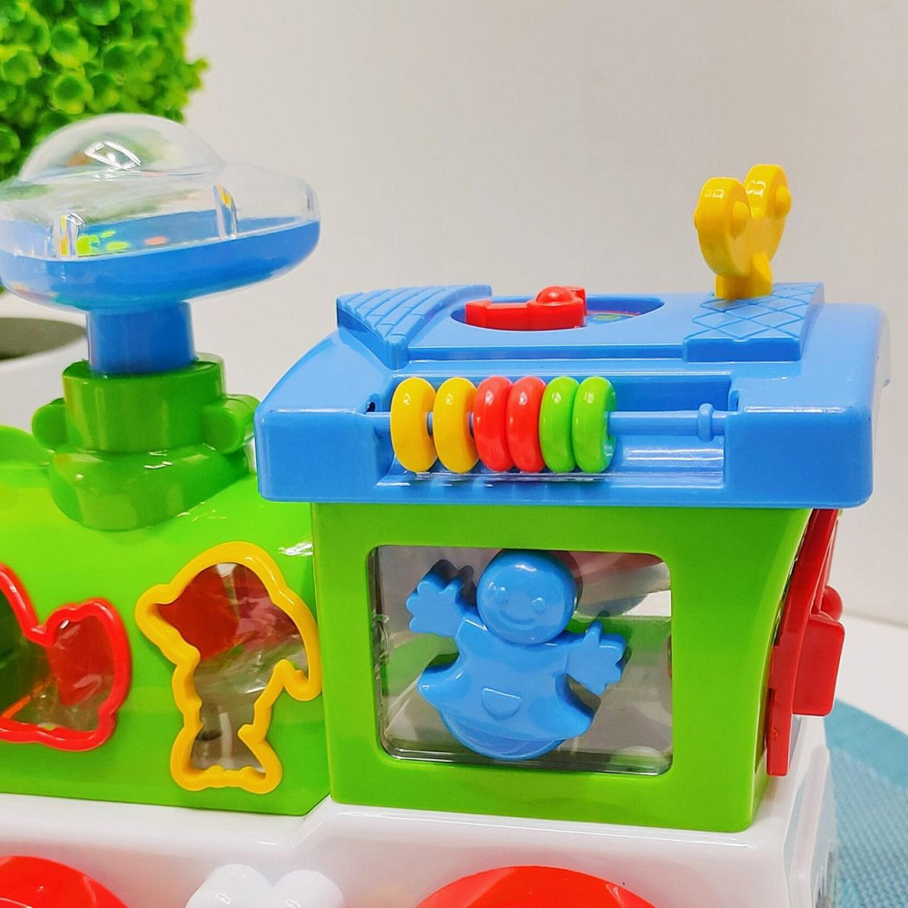 Паровоз розвиваючий TK Group озвучка на батарейках пищалка на трубі підсвічування Зелено-синій (93866) Чернігів - фото 7