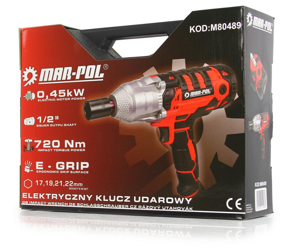 Гайковерт ударний мережевий 1/2 насадки 4 ударні - 17. 19. 21. 22 Mar-Pol (M80489) Нововолинськ - фото 9