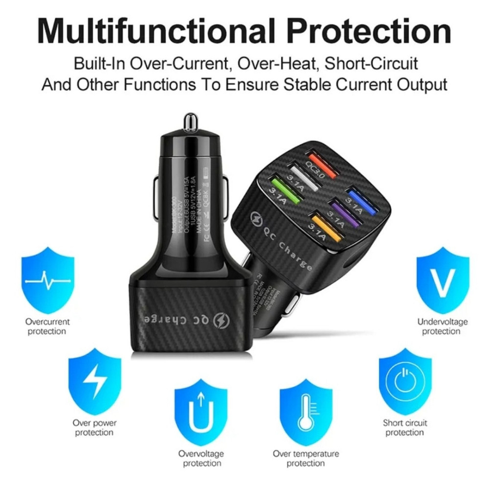 Швидке Заряджання в прикурювач USB 6 портів по 3 а один QC Київ - фото 3