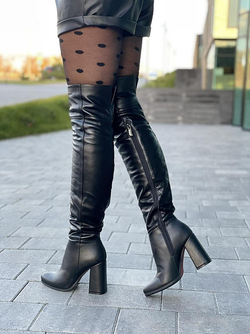 Nivelle Ботфорти жіночі NIVELLE чорні натуральна шкіра висота 50см обхват гомілки 35-37см каблу Коломия - фото 3