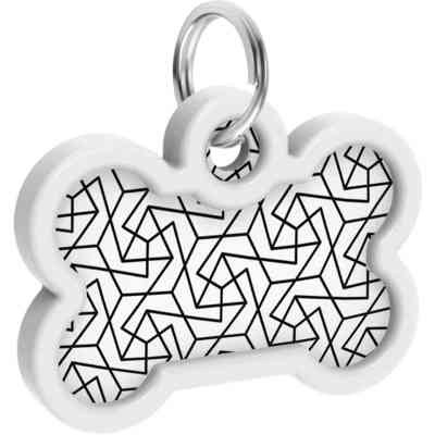 Адресник для тварин WAUDOG Smart ID з QR паспортом "Геометрія", кістка 40х28 мм (0640-0202) Вінниця
