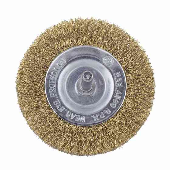 Щетка проволочная дискообразная Ø75мм хвостовик Ø6мм (латунированная) SIGMA (9013071) Ровно
