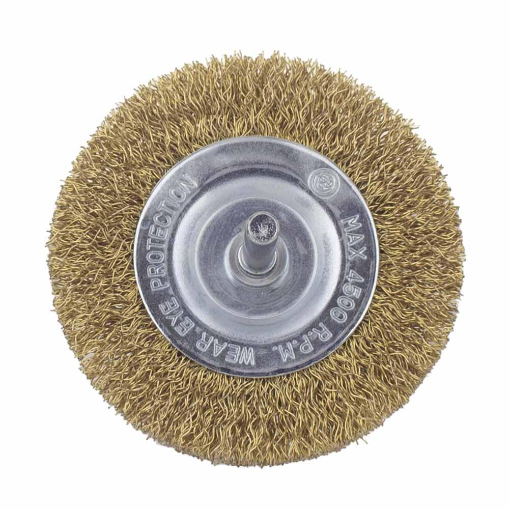 Щетка проволочная дискообразная Ø75мм хвостовик Ø6мм (латунированная) SIGMA (9013071) Ровно - изображение 3