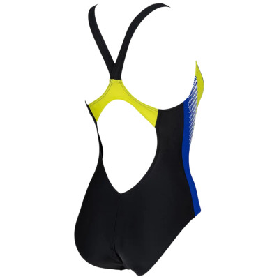Купальник Arena Threefold V Back One Piece R 006483-780 Чорний/Жовтий/Блакитний 36 (3468336961094) Винница - изображение 5