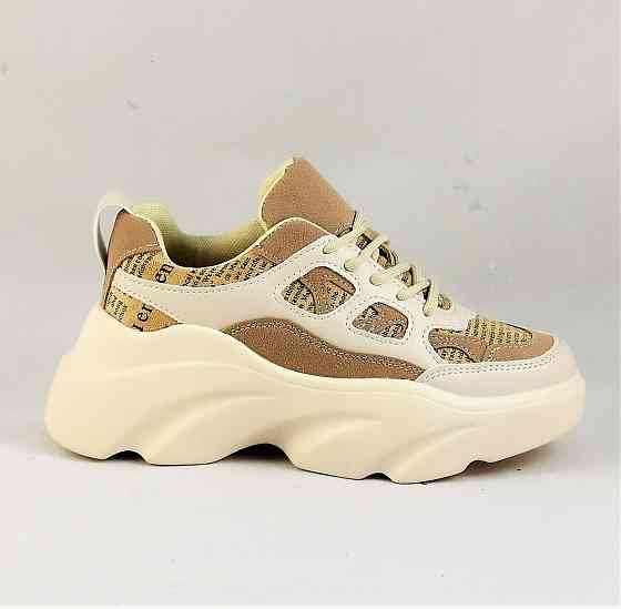 .Кроссовки Женские Бежевые На Высокой Подошве Танкетке Платформе (размеры: 36) - 37-2 Днепр