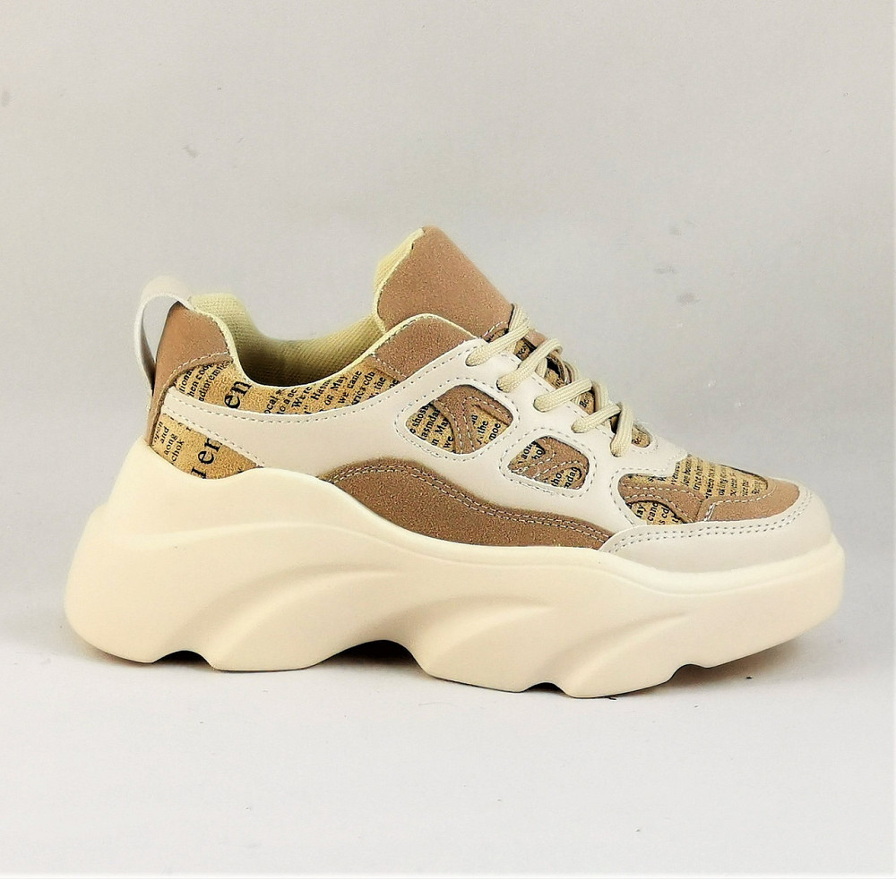 .Кроссовки Женские Бежевые На Высокой Подошве Танкетке Платформе (размеры: 36) - 37-2 Днепр - изображение 3