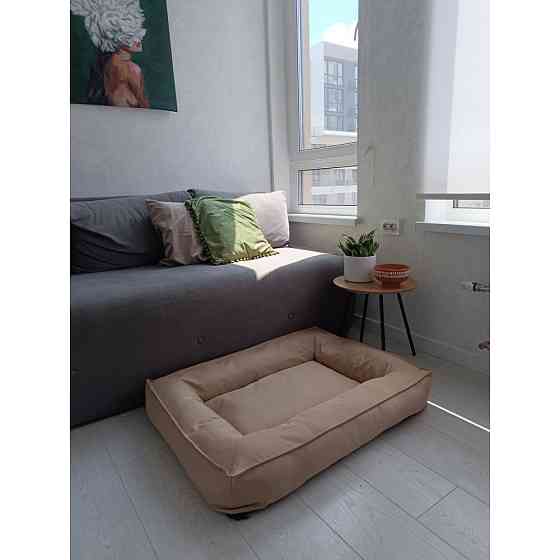 Водонепроникний лежак лежанка спальне місце для тварин зі знімним чохлом бежевий M (75см) Київ