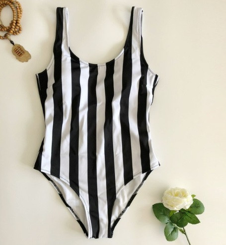 Купальник суцільний в полоску жіночий чорно-білий Київ - фото 3