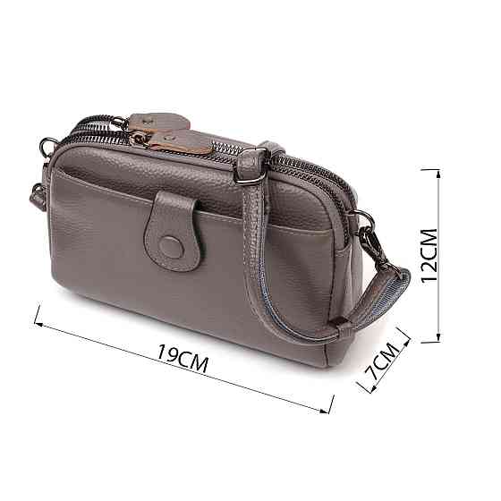 Сумка-клатч в стильном дизайне из натуральной кожи 22099 Vintage Серая Киев