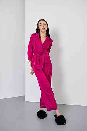 Піжама жіноча шовкова зі штанами Малиновий с/к XL/2XL Харків