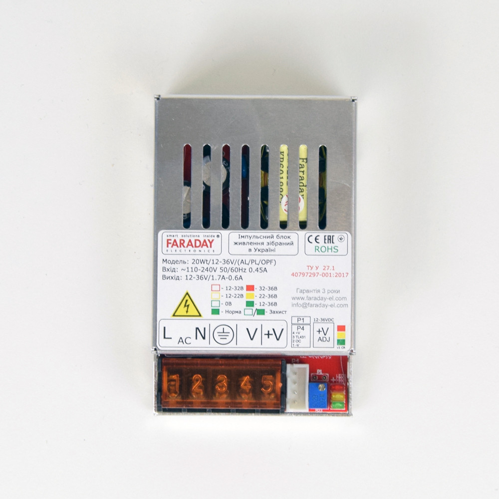 Блок живлення Faraday Electronics 20Wt/12-36V/ALU Київ - фото 3