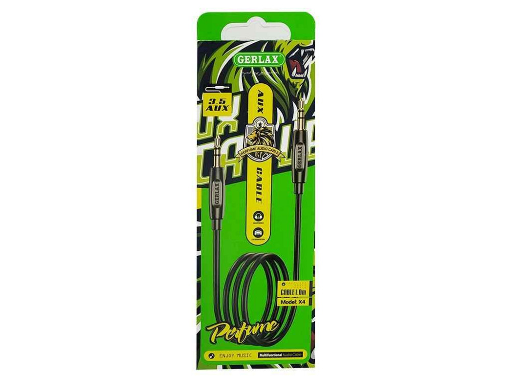 Кабель 3,5-3,5 AUX (тато-тато) X4 perfume чорний 1м ТМ Gerlax Solmir Київ - фото 1